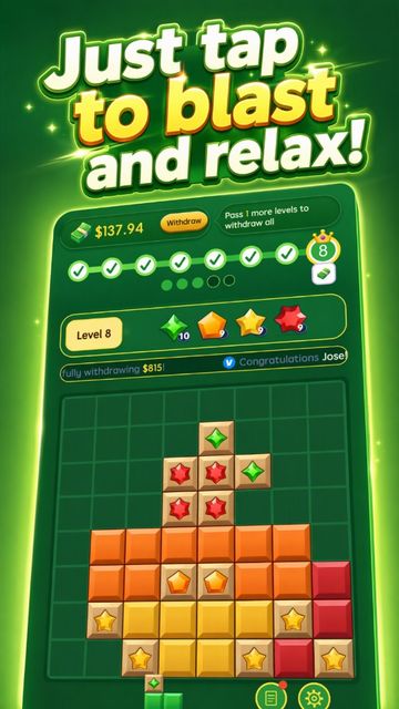 Relaxed tap-to-blast puzzle moment